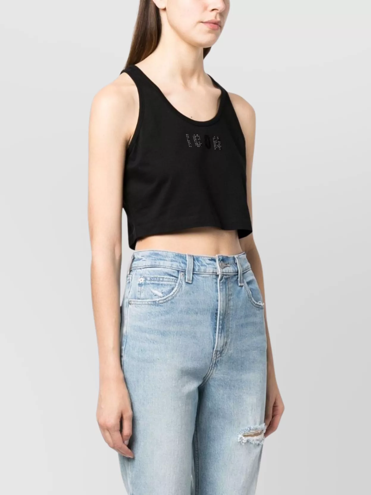 Dsquared2 Sleeveless Cropped Racerback Top In White