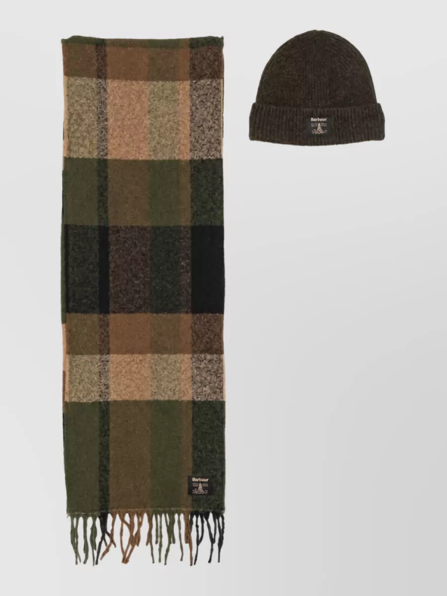 Barbour beanie and scarf set