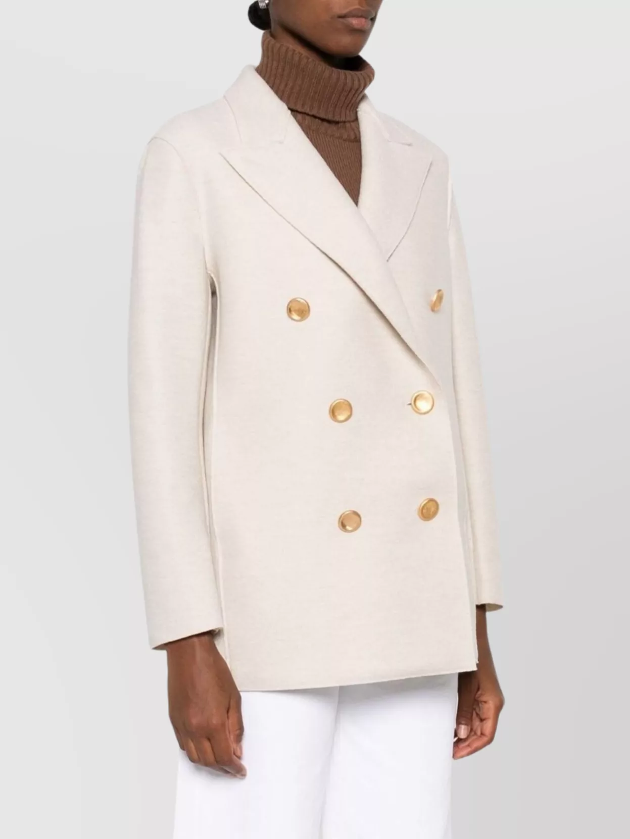 Harris Wharf London Double-Breasted Gold Buttoned Coat