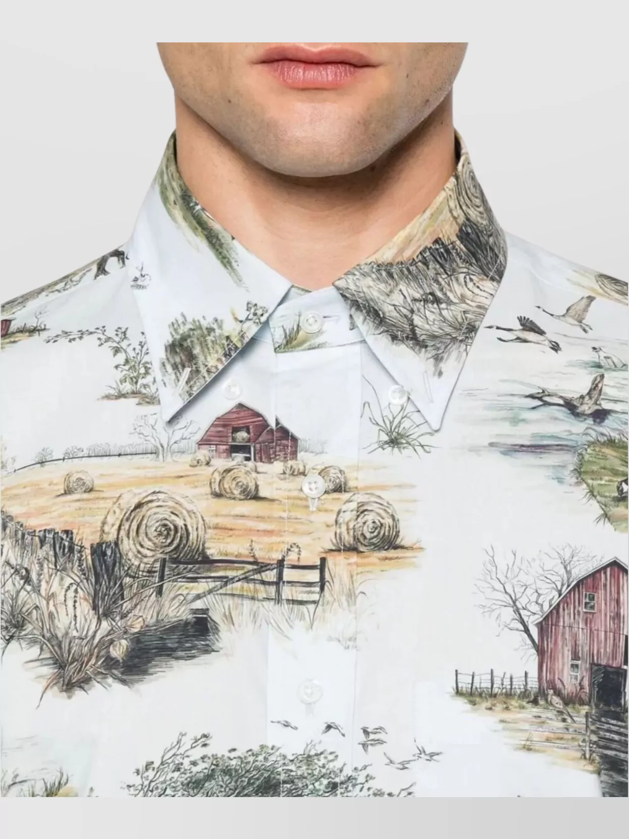 Thom Browne Straight Fit Button-Down Shirt With Printed Design