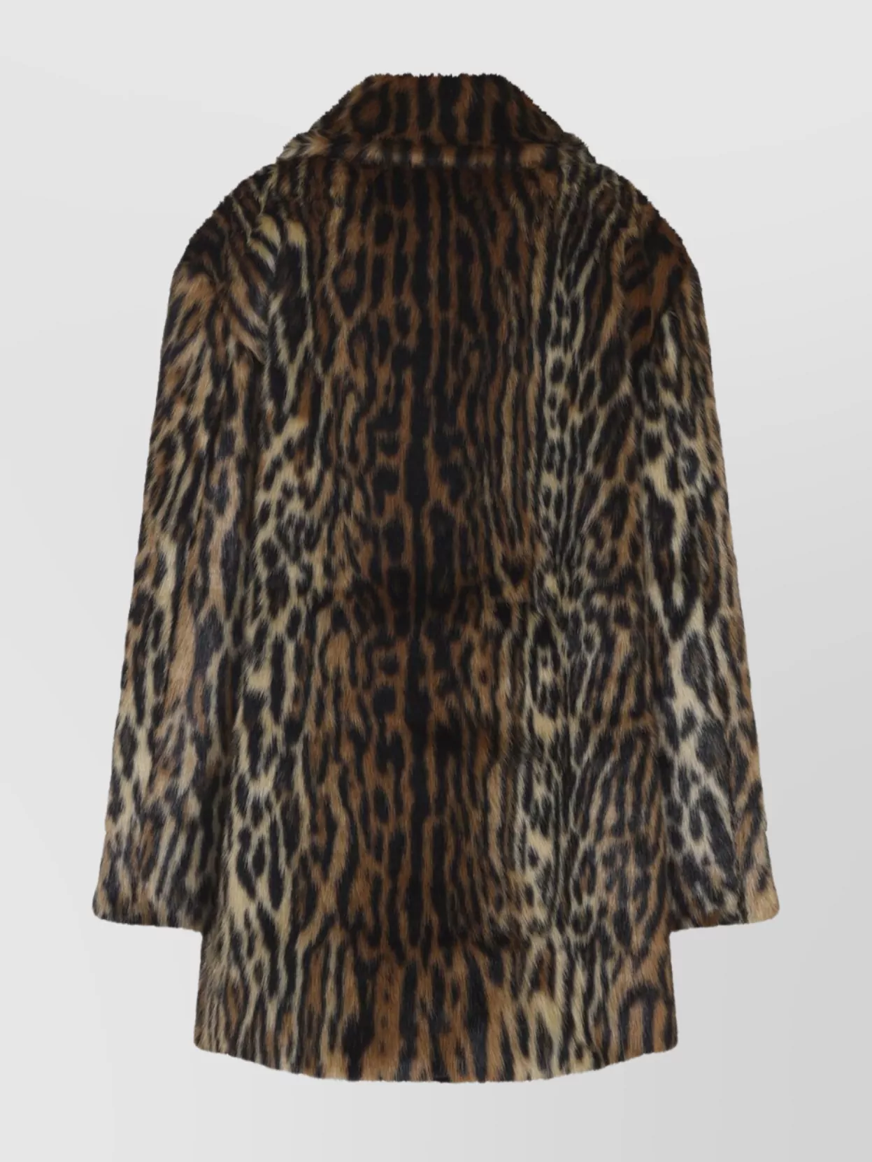 Roberto Cavalli Animal Print Faux Fur Long Sleeve Coat In Multi
