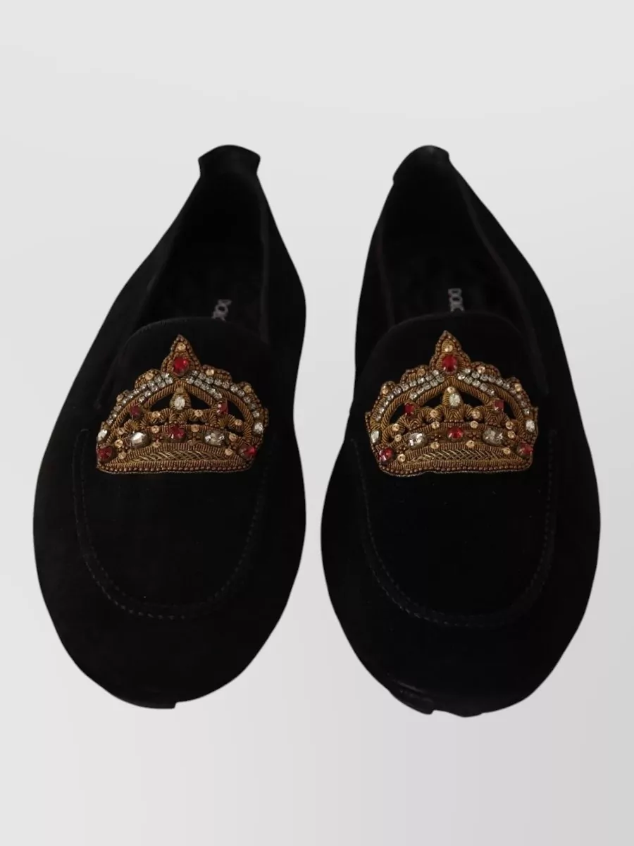 Dolce&Gabbana Leather Embellished Loafer Slippers