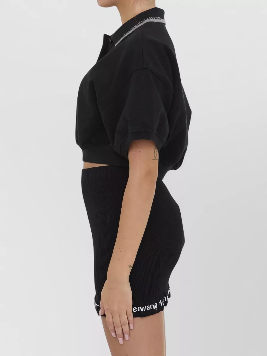 Alexander Wang Cropped Cotton Short-Sleeve Polo Top