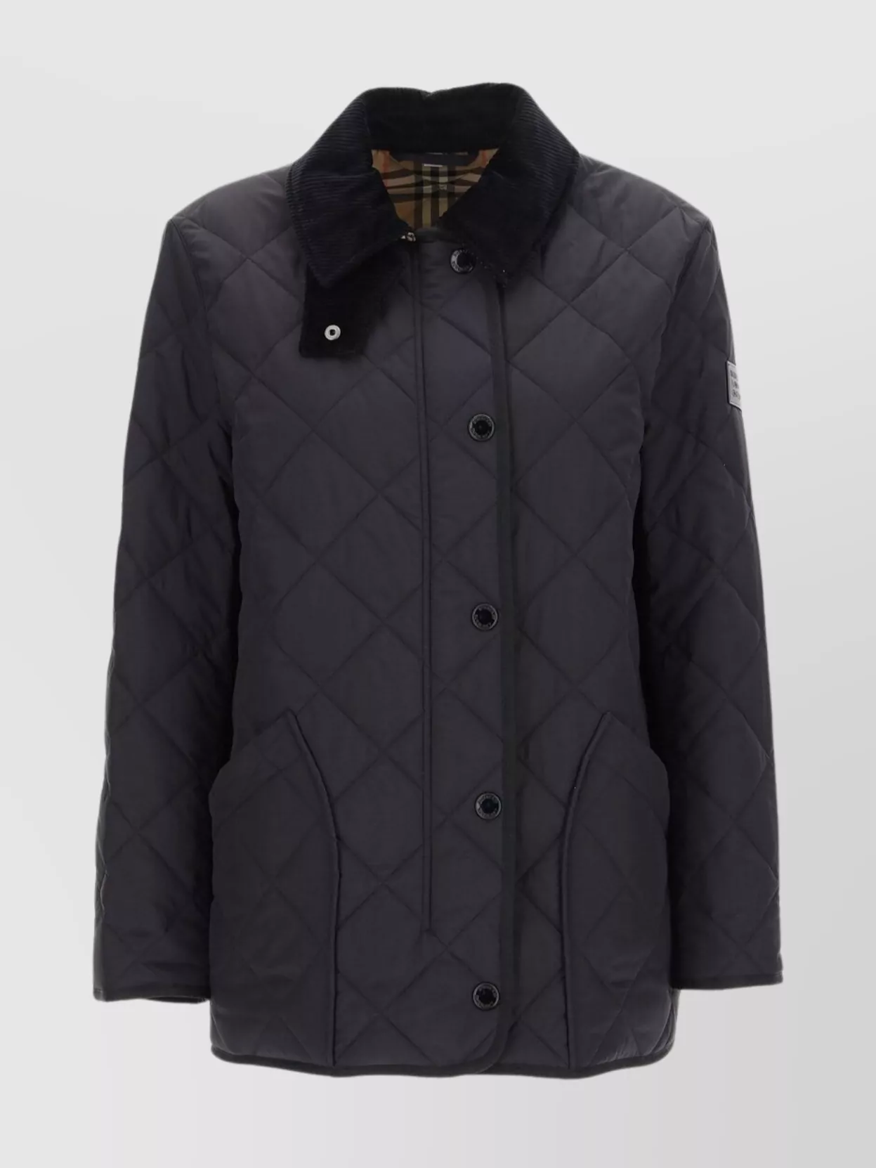 Shop Burberry Quilted Jacket Side Pockets