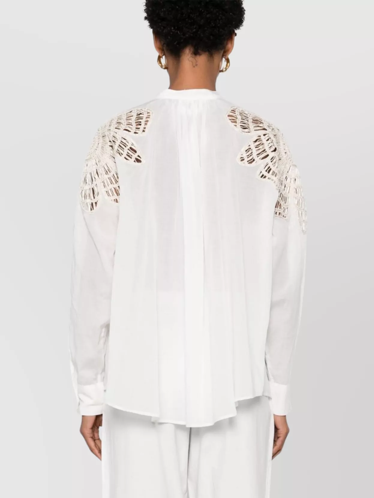 Forte Forte Cotton Blend Shirt With Embroidered Lace Detailing In White