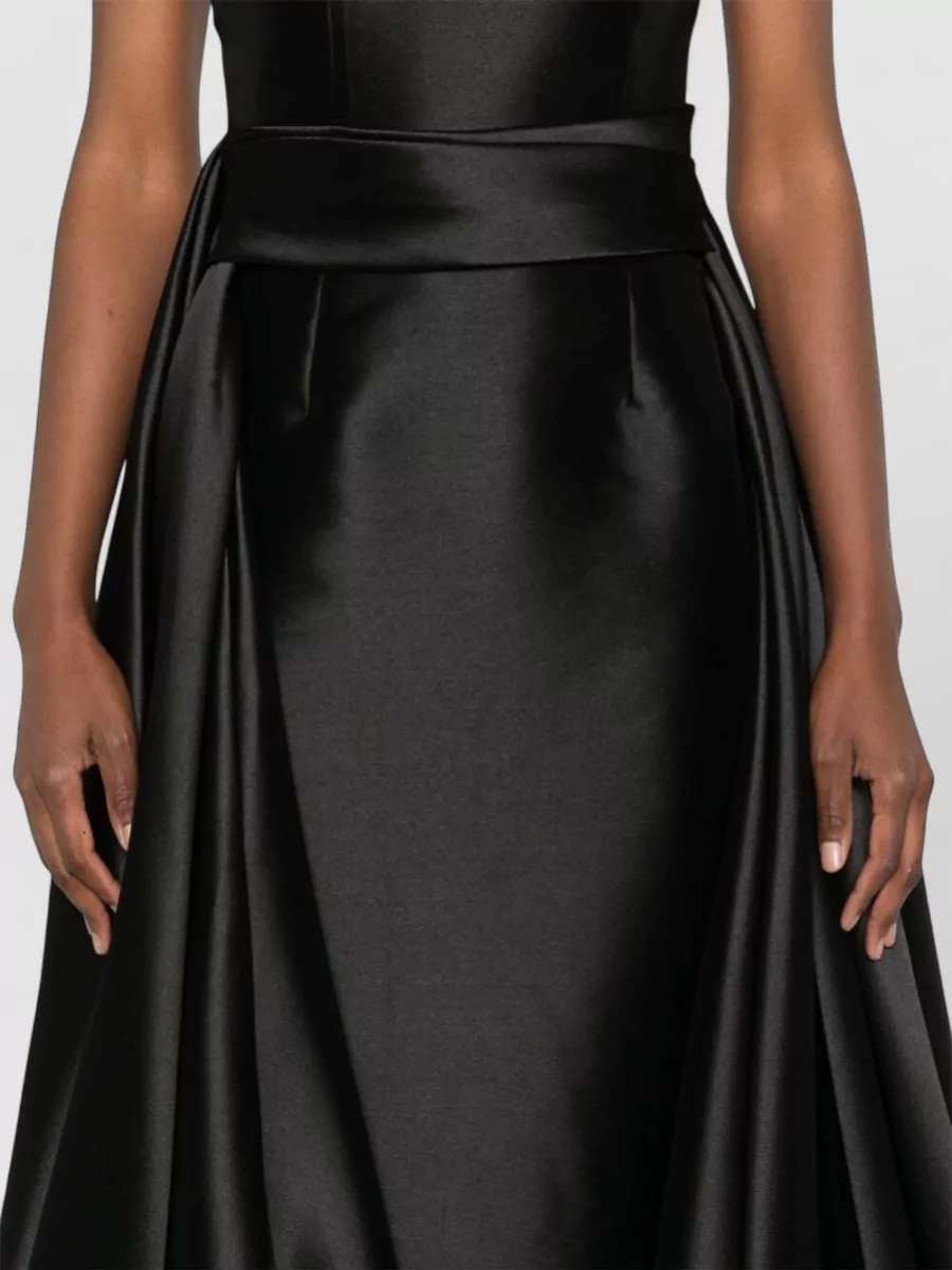 Solace London Satin One-Shoulder Sleeveless Draped Maxi Gown