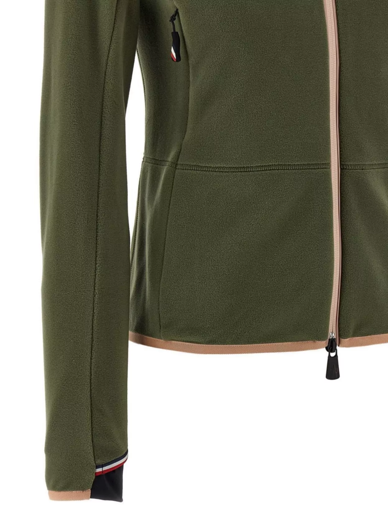 Moncler High Collar Long Sleeve Cardigan Sweater In Green