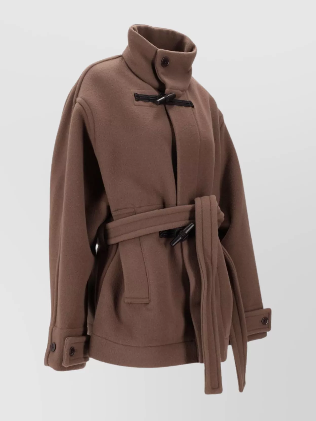 Lemaire Stylish Short Coat High Collar In Brown