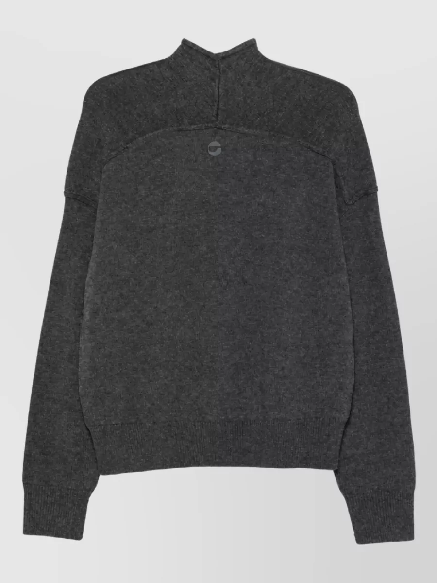 Coperni Wool Cashmere High Neck Cutout Logo Print Sweatshirt