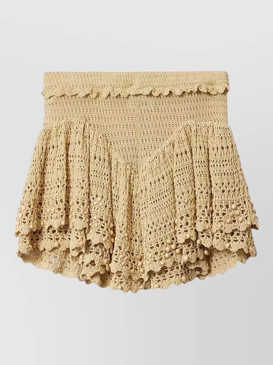Isabel Marant Cotton Beaded Crochet Mini Skirt