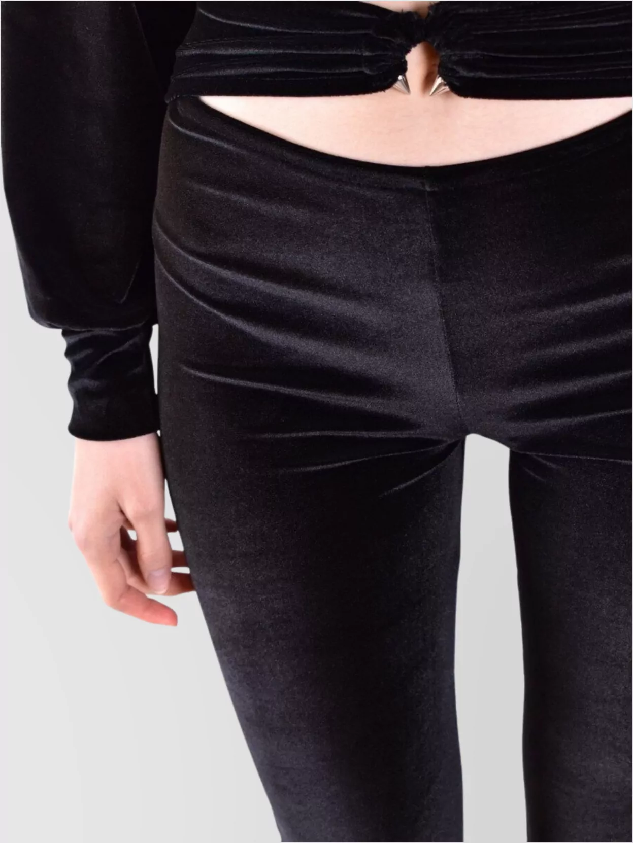 Philipp Plein Velvet Flared Leg High Waist Trousers With Cut-Out Detail