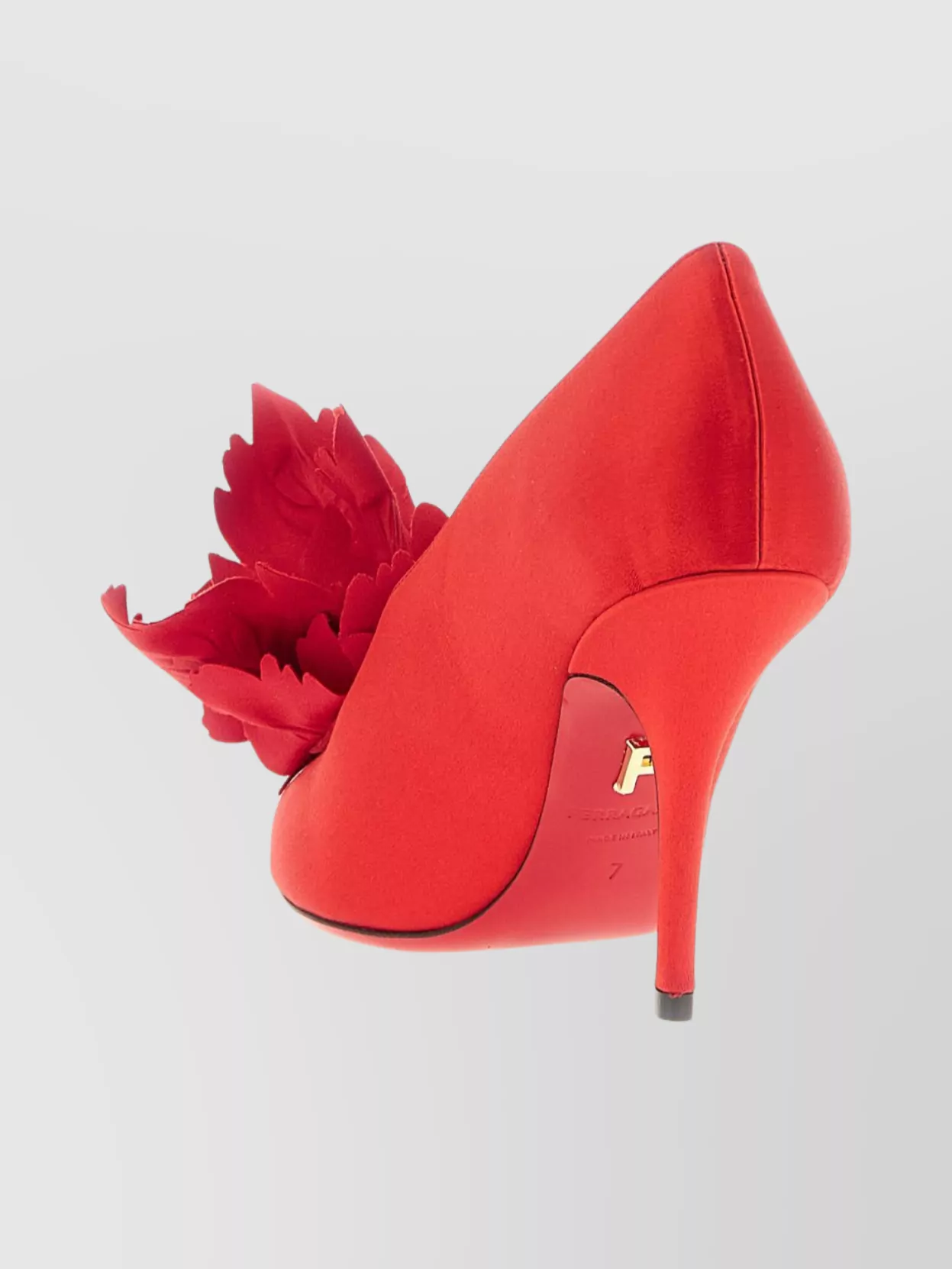 Ferragamo Floral Peep Toe Satin Stiletto Pumps