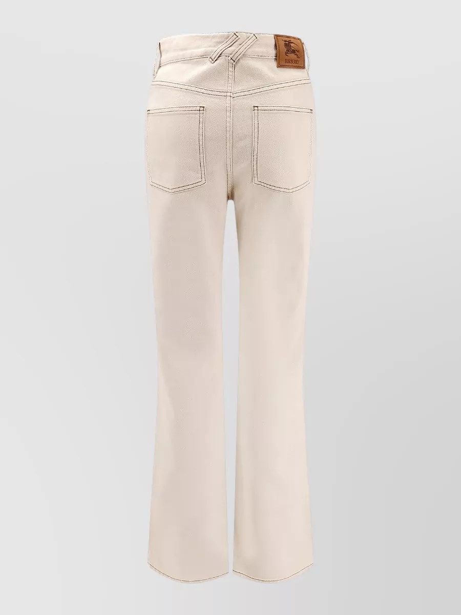 Burberry Straight Trousers Belt Loops Back Pockets In Neutral