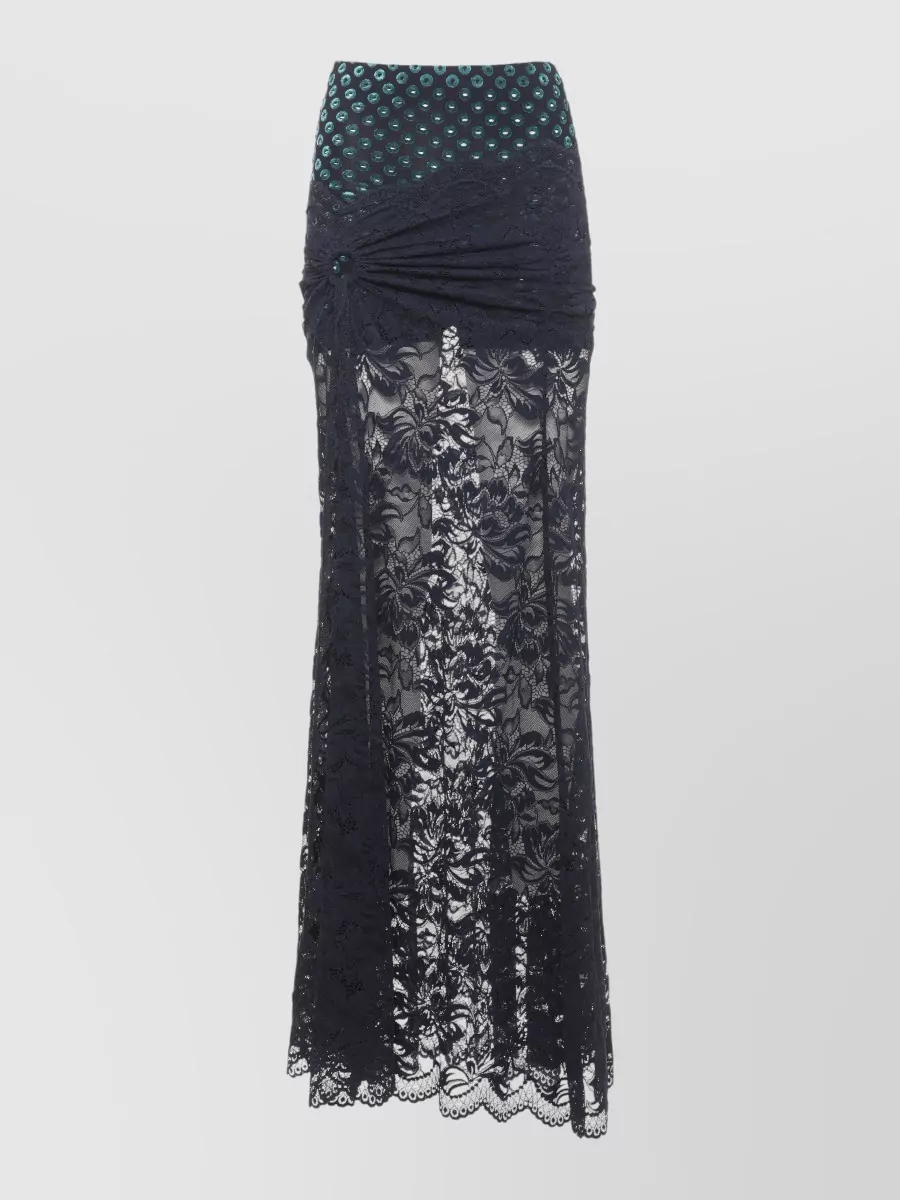 Paco Rabanne draped lace midi skirt