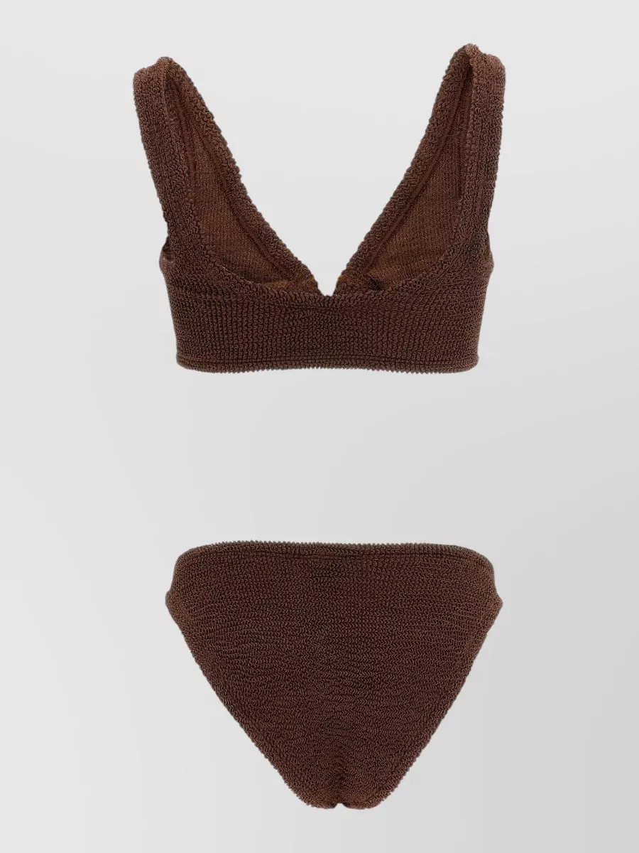 Hunza G textured v-neck bikini set
