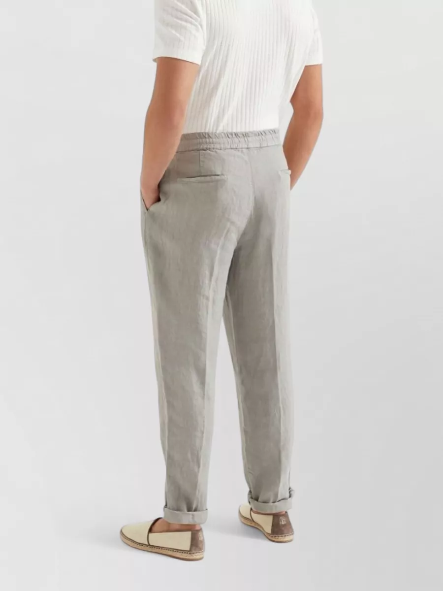 Brunello Cucinelli Linen Tapered Drawstring Trousers
