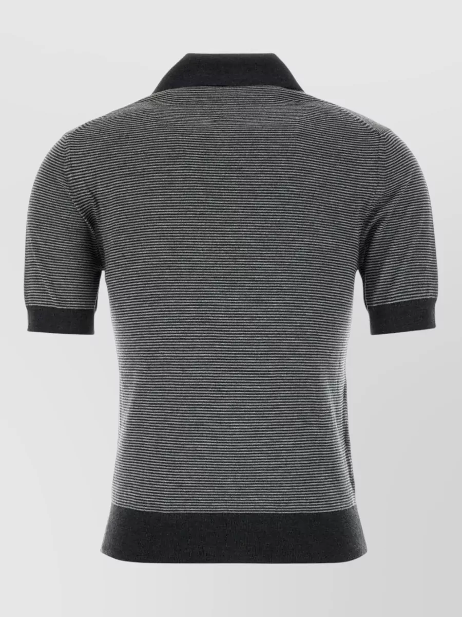 Miu Miu Cashmere Silk Embroidered Polo Top