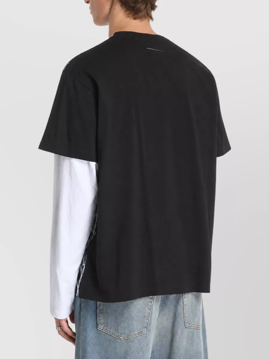 Mm6 Maison Margiela Logo Print Layered-Sleeve T-Shirt