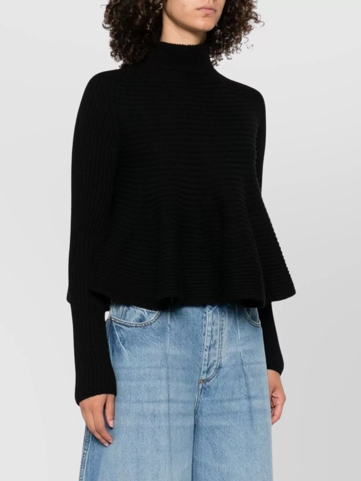Sportmax High Neck Sleeveless Top With Peplum Hem In Animal Print