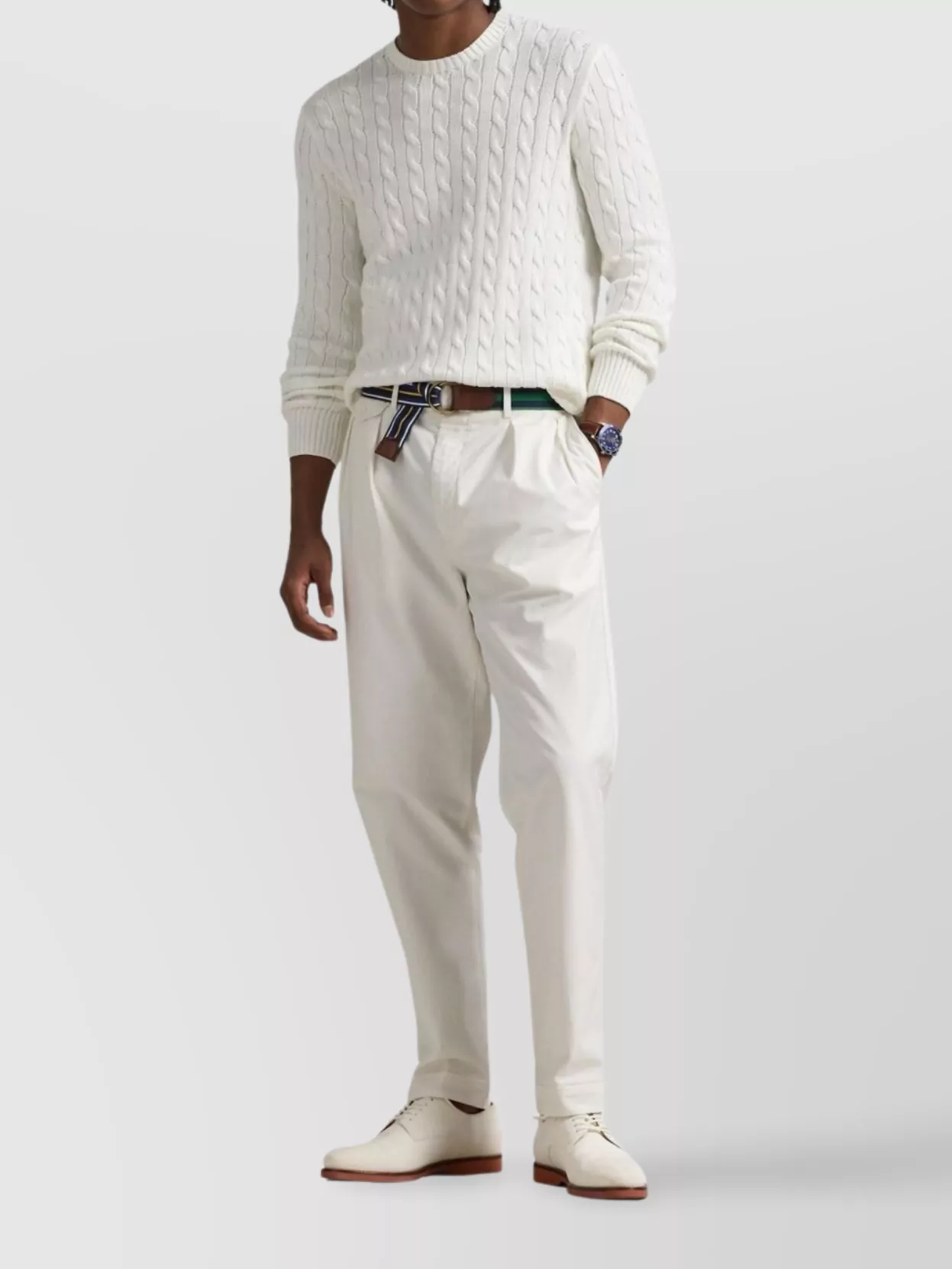 Ralph Lauren Logo Cable Knit Crew Neck Sweater