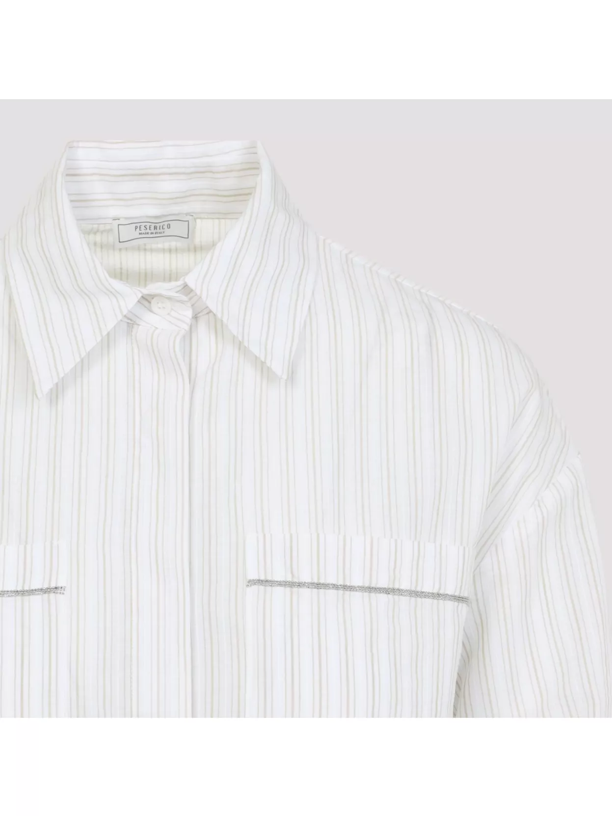 Shop Peserico Striped Shirt Pearl Pockets