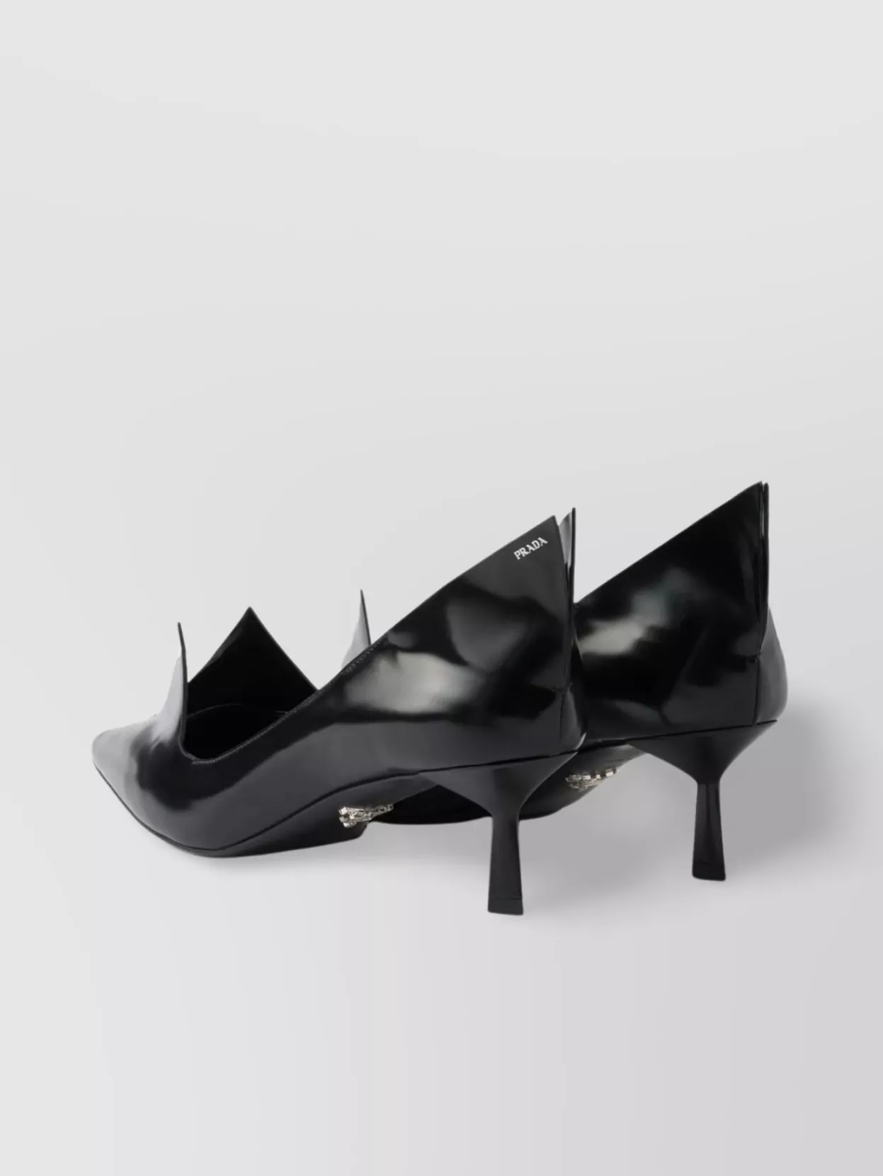 Prada Brushed Leather Kitten Heel Pumps In Red