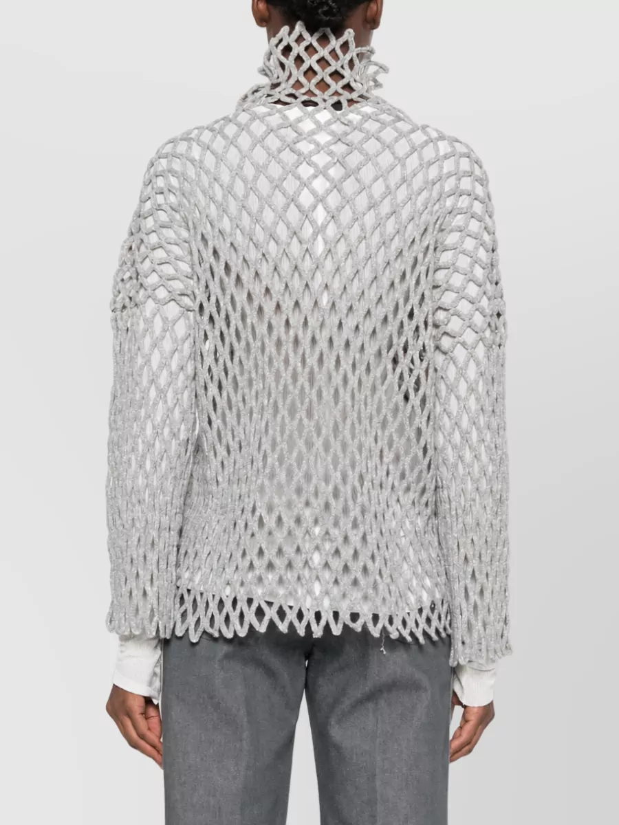 Sportmax Open-knit turtleneck wool sweater