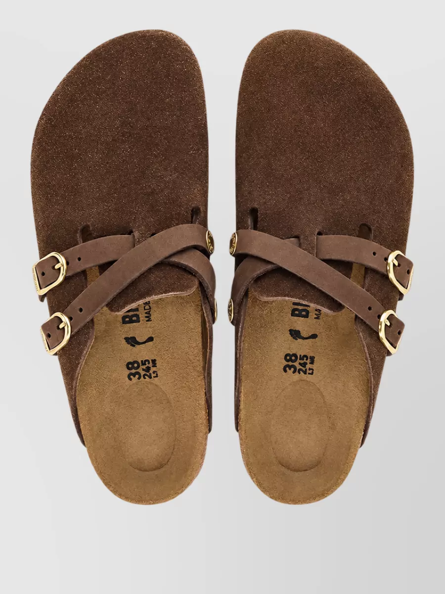 Birkenstock Suede Crossover Strap Mules