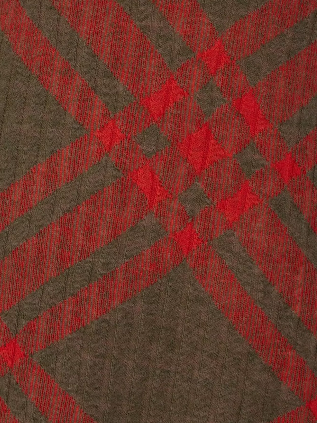 Shop Burberry Wool Blend Dress With Embroidered Plaid Pattern In Red