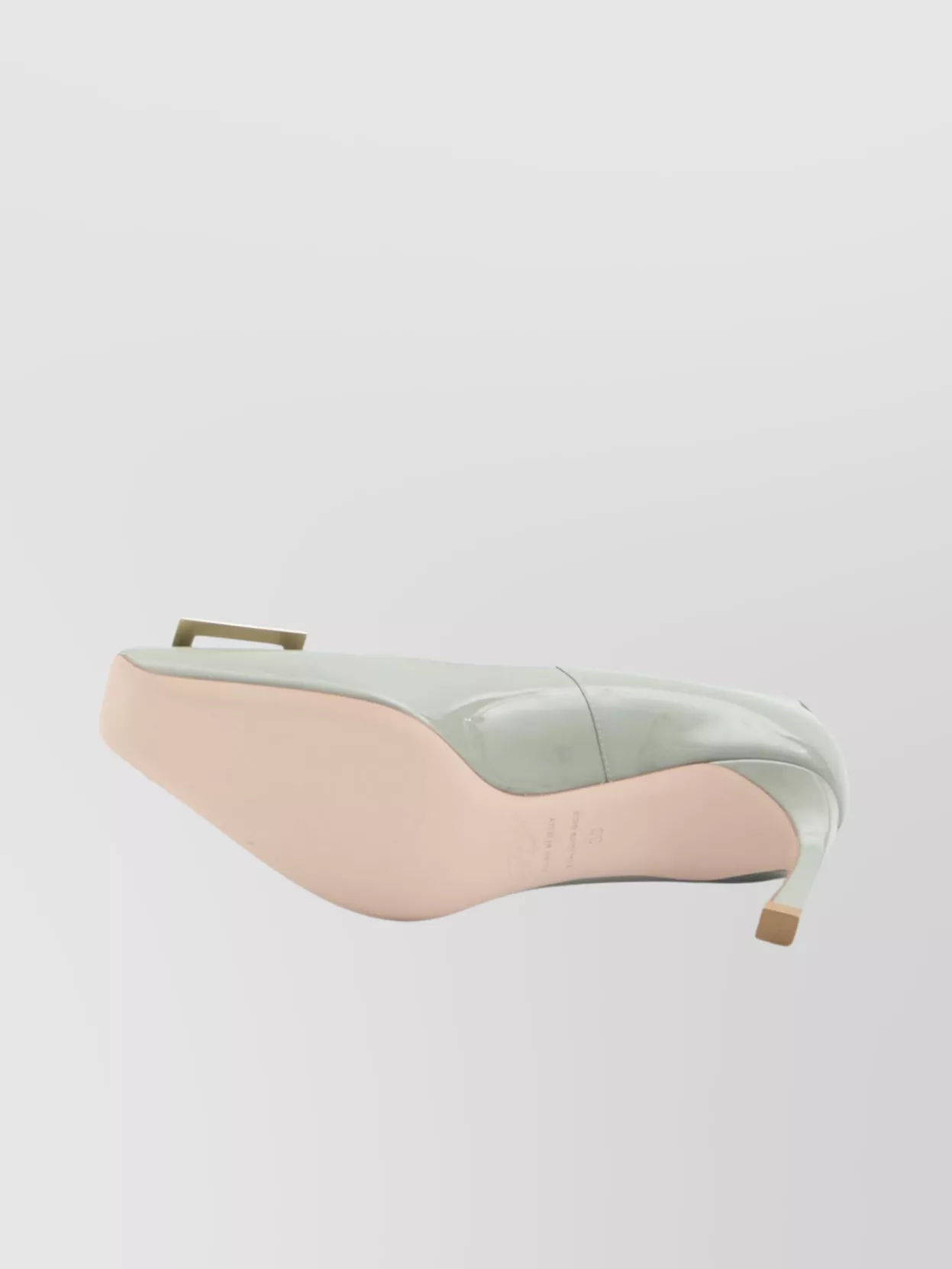 Roger Vivier Trompette Heel Leather Pumps Square Buckle