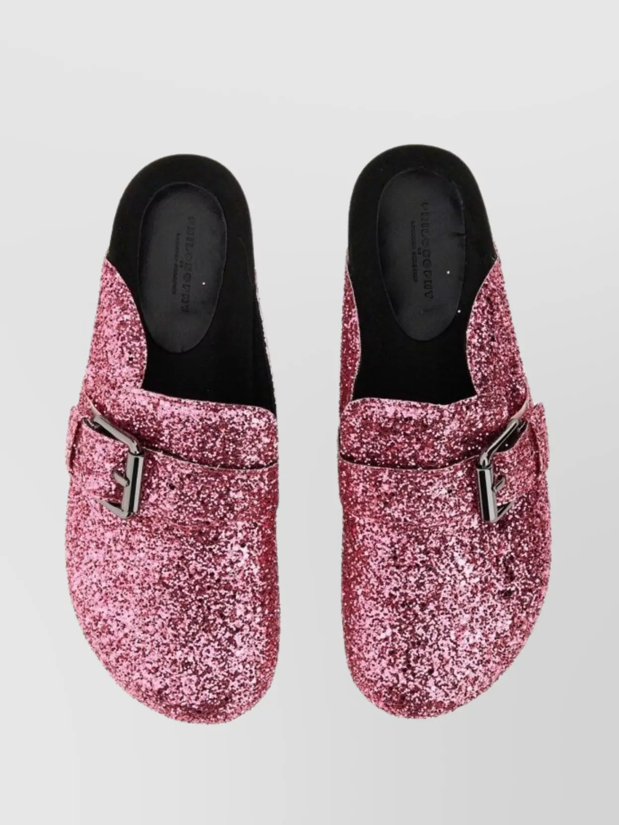Philosophy Di Lorenzo Serafini Glitter Sandals Buckle Flat Sole In Pink
