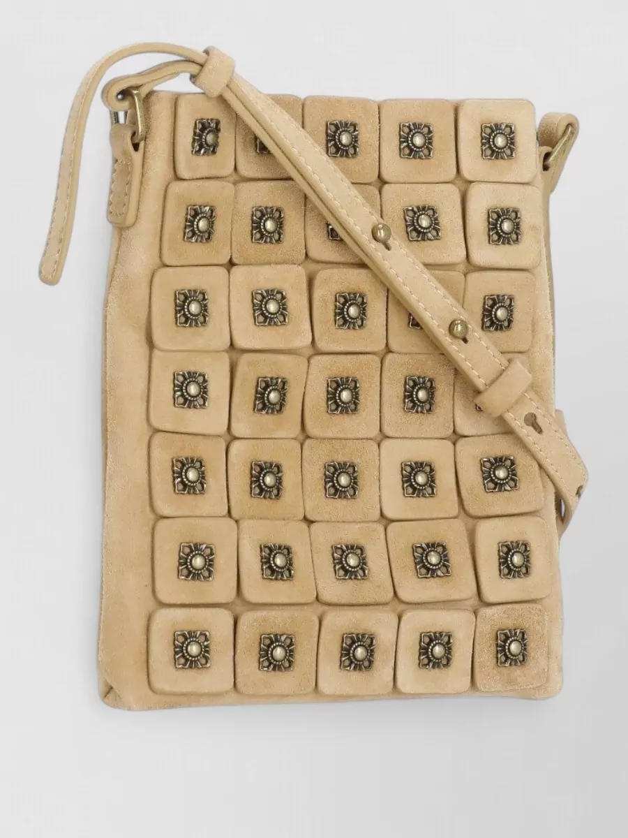 Ash Studded Suede Leather Shoulder Bag