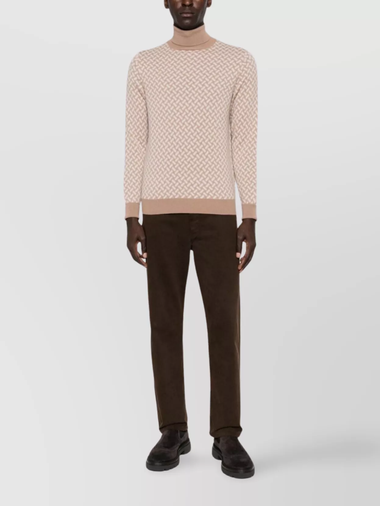 Drumohr Geometric Pattern Turtleneck Sweater With Ribbed Trim