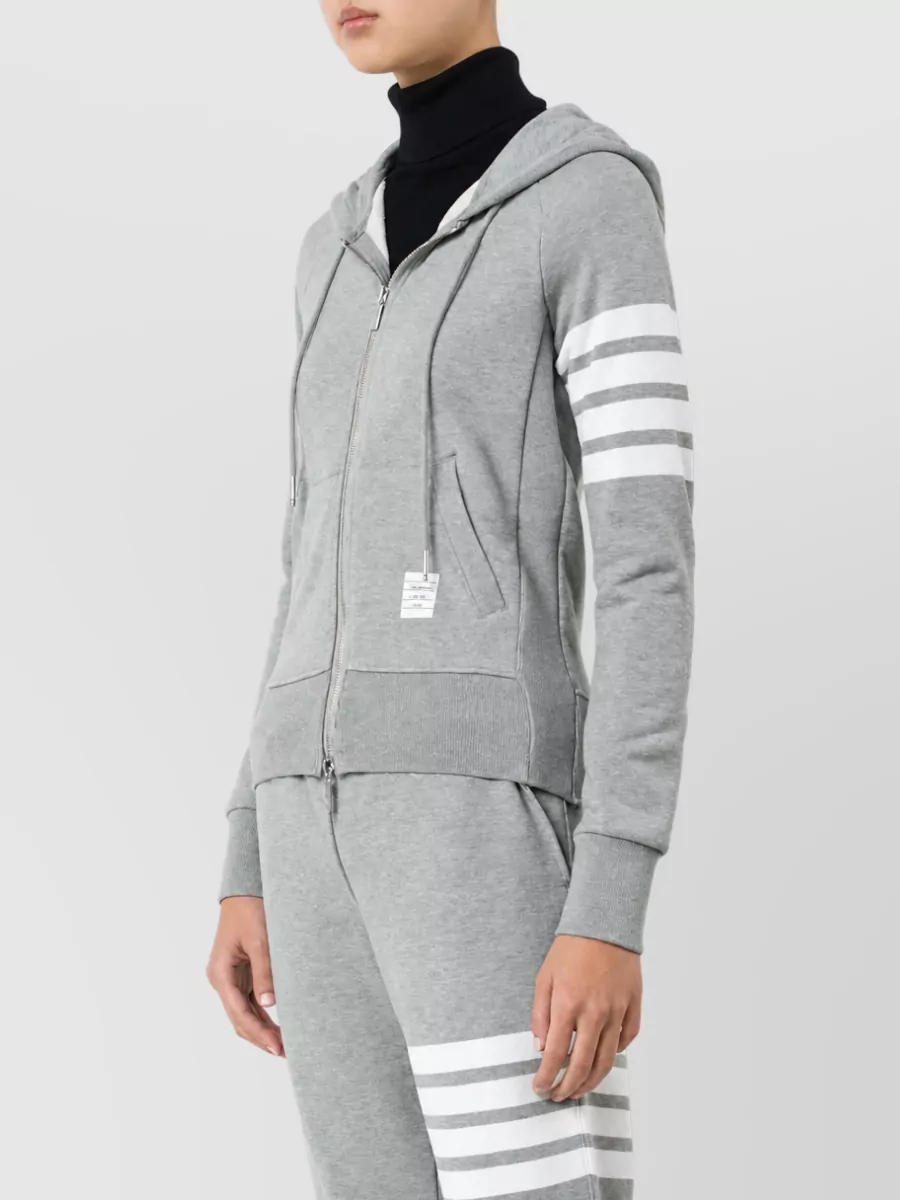 Thom Browne Striped Cotton Zip-Up Hoodie