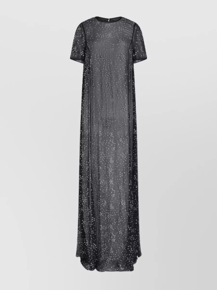 Shop Rabanne Silk Maxi Dress With Metal Studs In Grey
