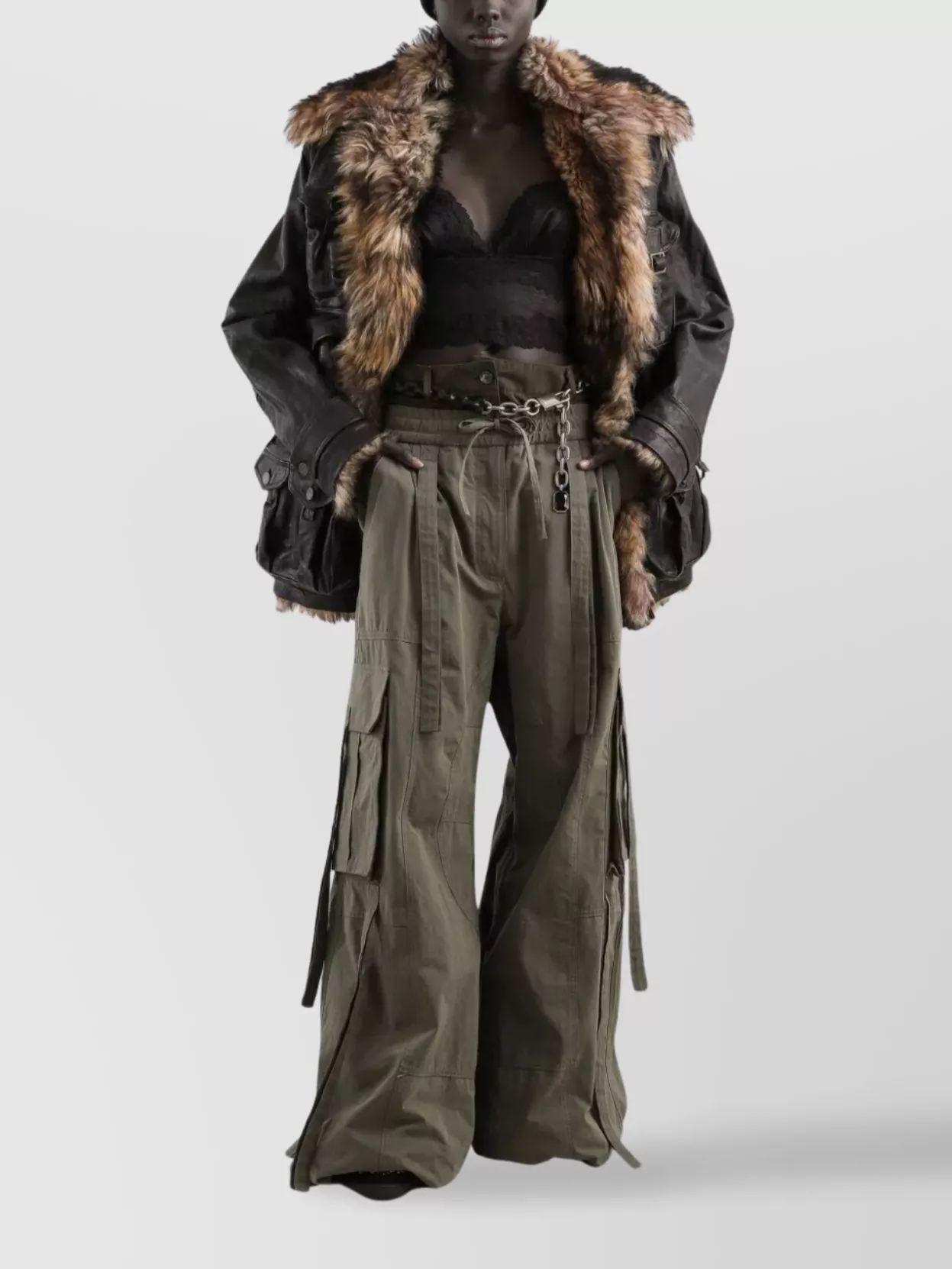 Dolce & Gabbana Cargo Trousers With Drawstring And Pockets In Green