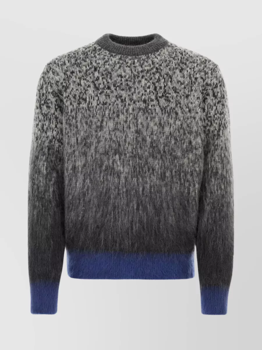 Shop Off-white Textured Crewneck Sweater Featuring Distinctive Embroidery In Grey