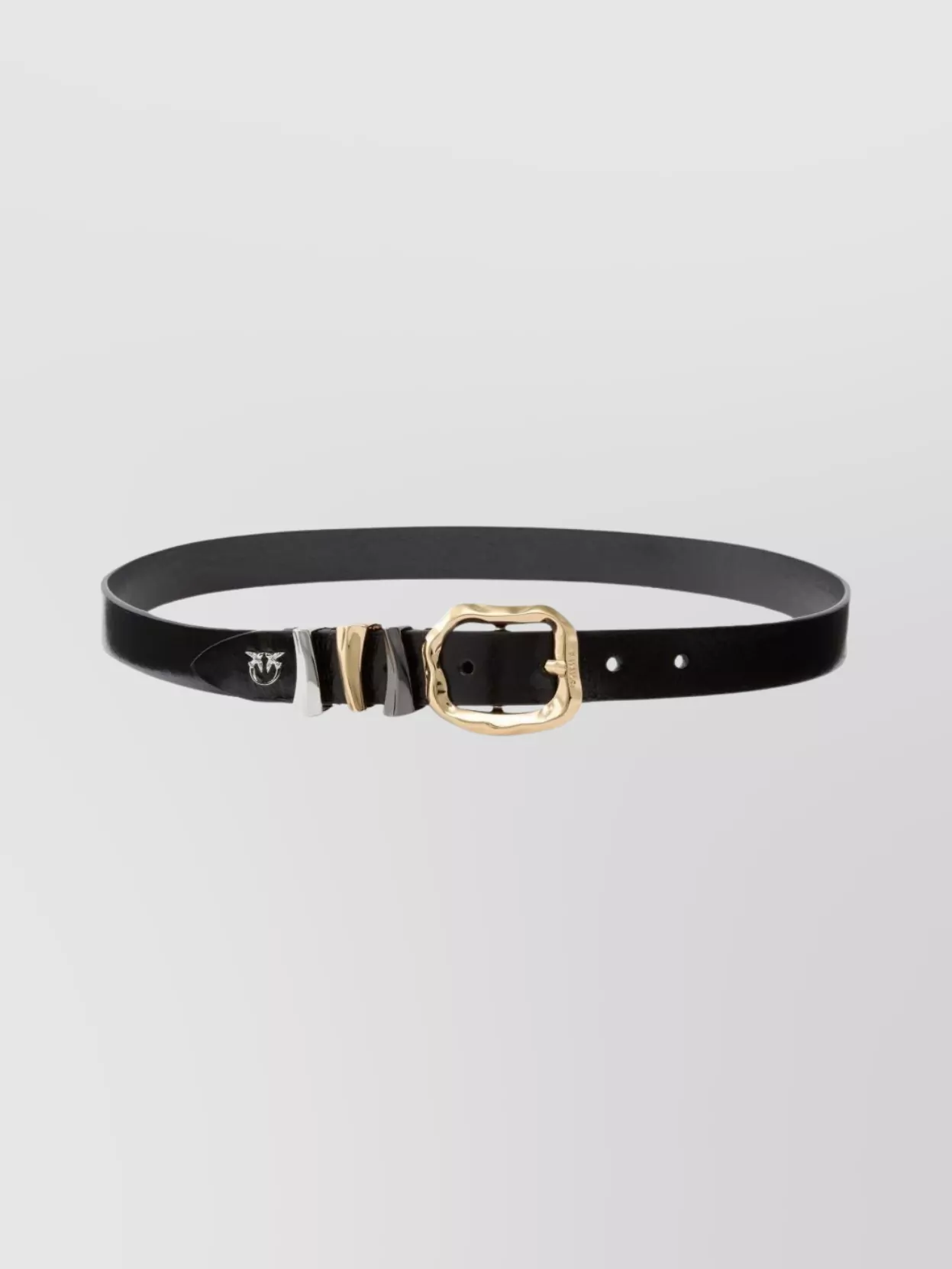 Pinko Logo Buckle Leather Adjustable Belt In Multi