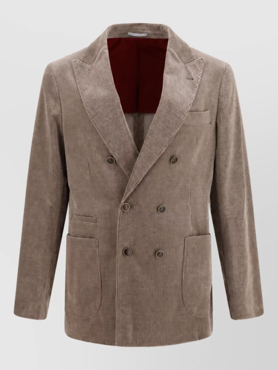 Brunello Cucinelli Cotton cashmere double-breasted corduroy jacket