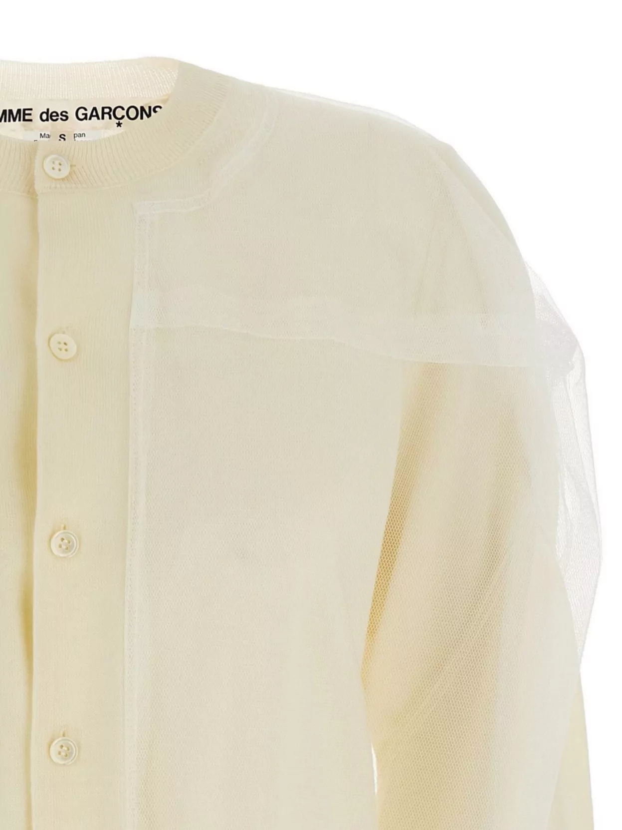 Shop Comme Des Garçons Sheer Overlay Crew Neck Cardigan