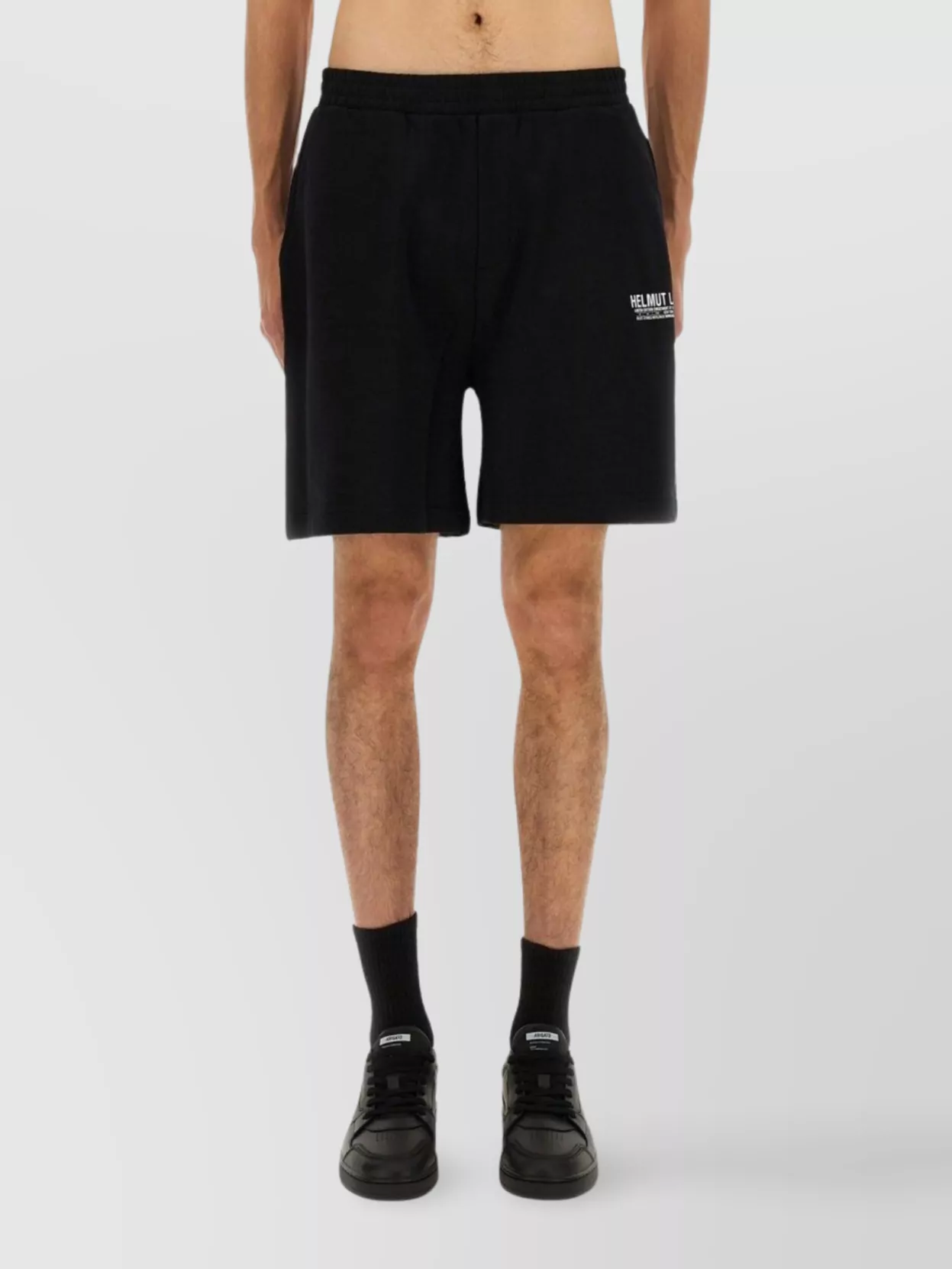 Helmut Lang Cotton Shorts With Back Pockets And Elastic Waistband In Black