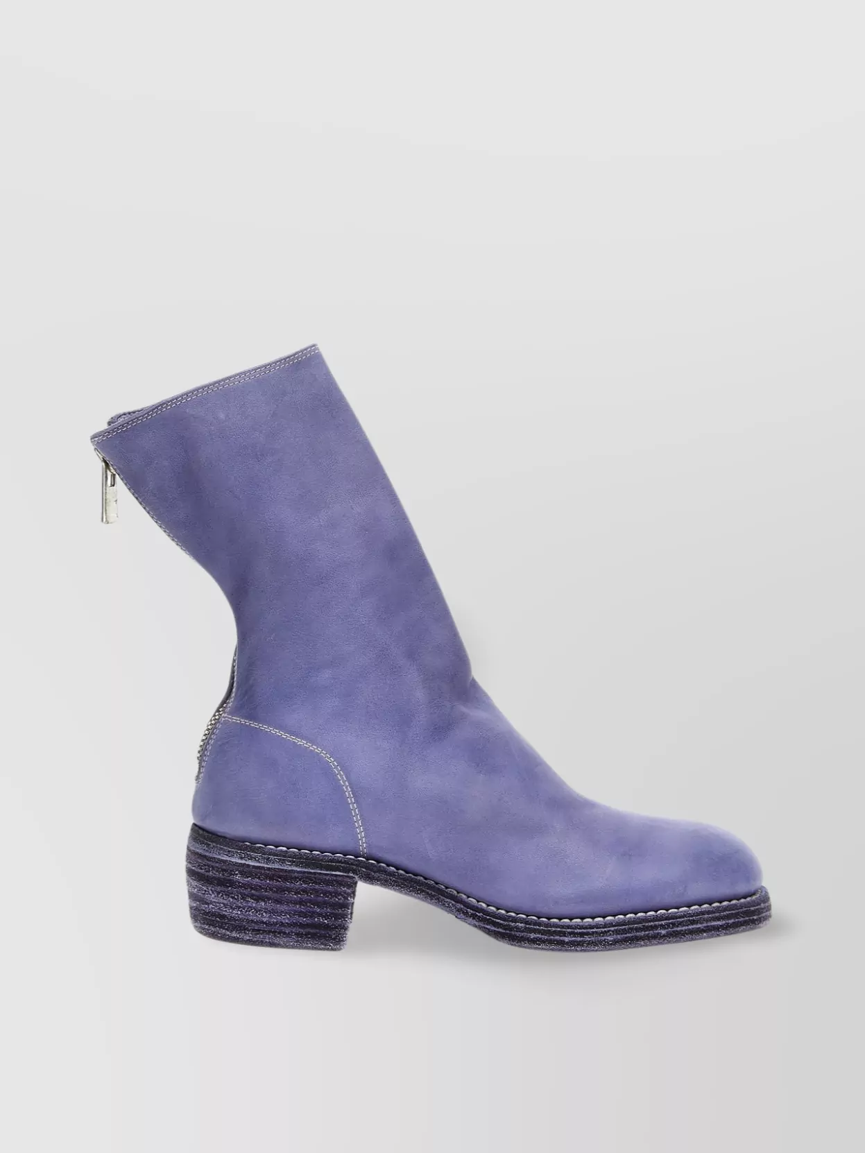 Guidi Chunky Heel Mid-calf Round Toe Boots In Purple