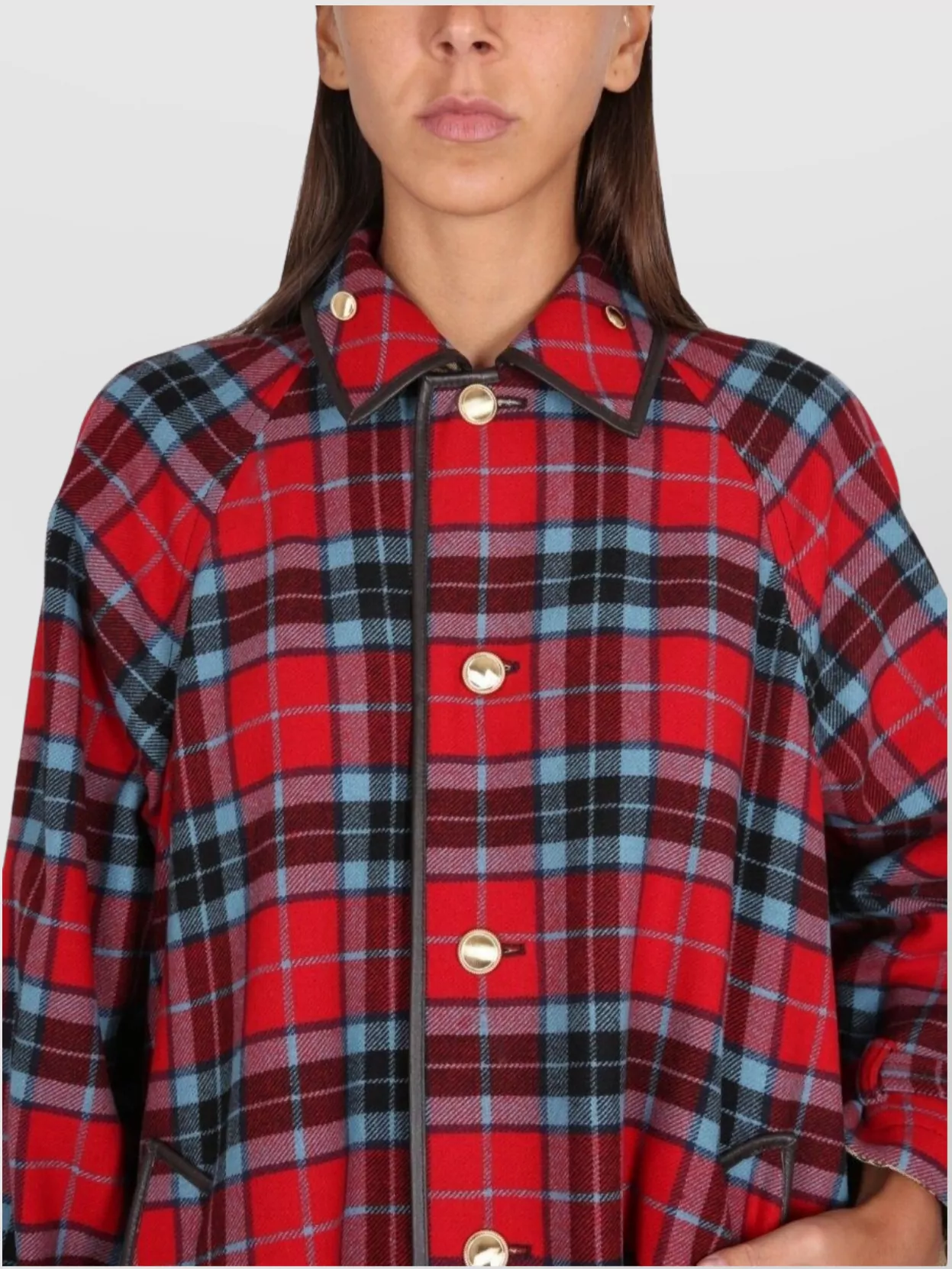 Gucci Reversible Plaid Coat Side Pockets
