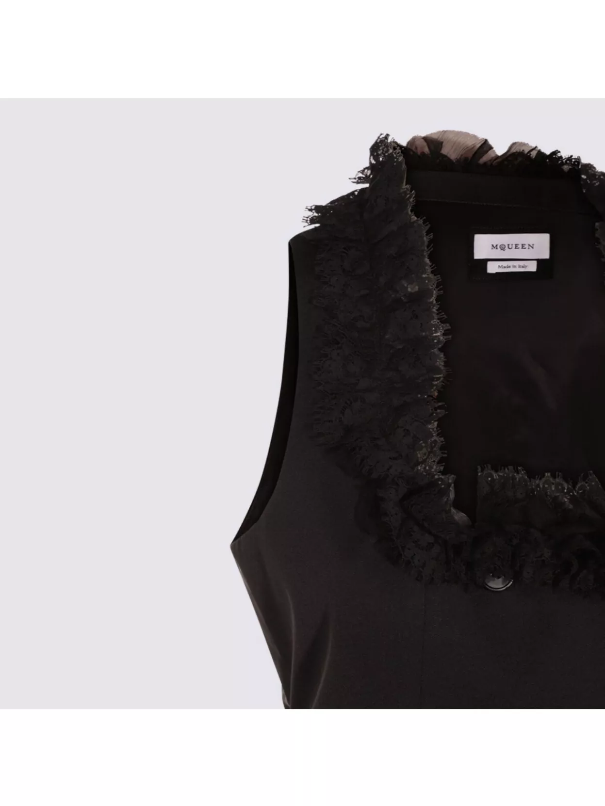 Alexander Mcqueen Lace Trimmed Satin Top With Adjustable Straps In Black