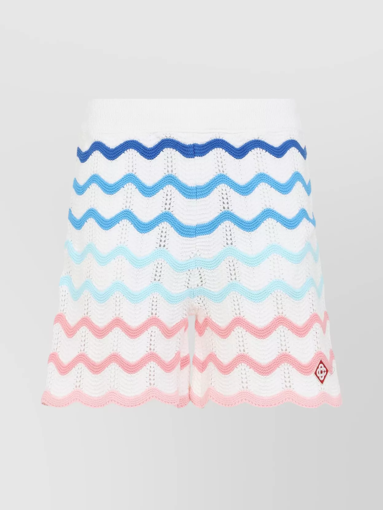 Casablanca Wave Multicolor Shorts With Logo Patch On The Front And All-over Striped Motif In Cotton Man