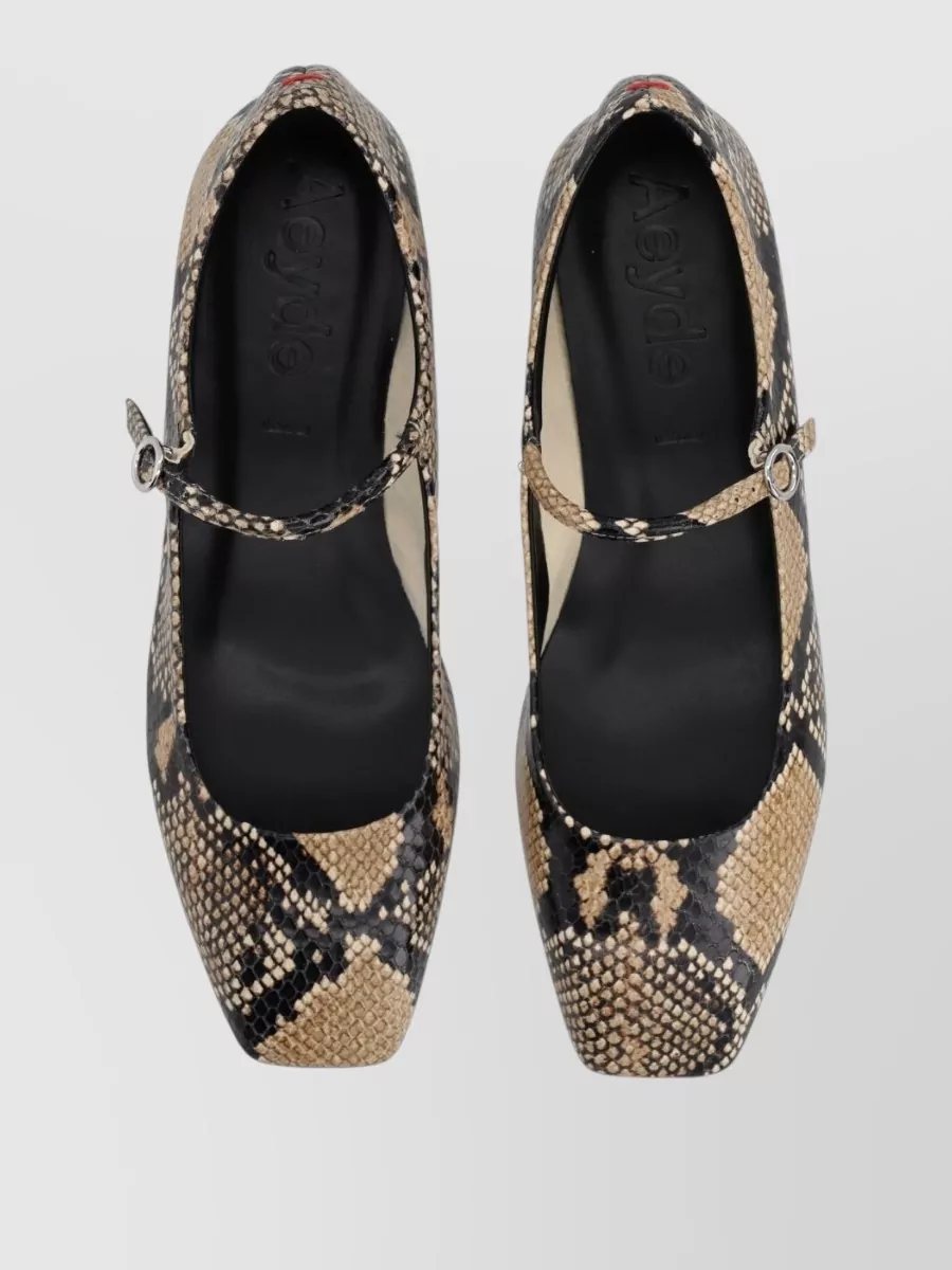 Aeyde Printed Leather Mary Jane Ballerina Shoes