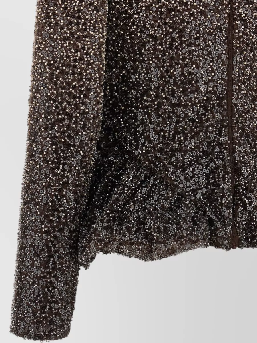 Rotate Birger Christensen Embellished Peplum Long-Sleeve Top