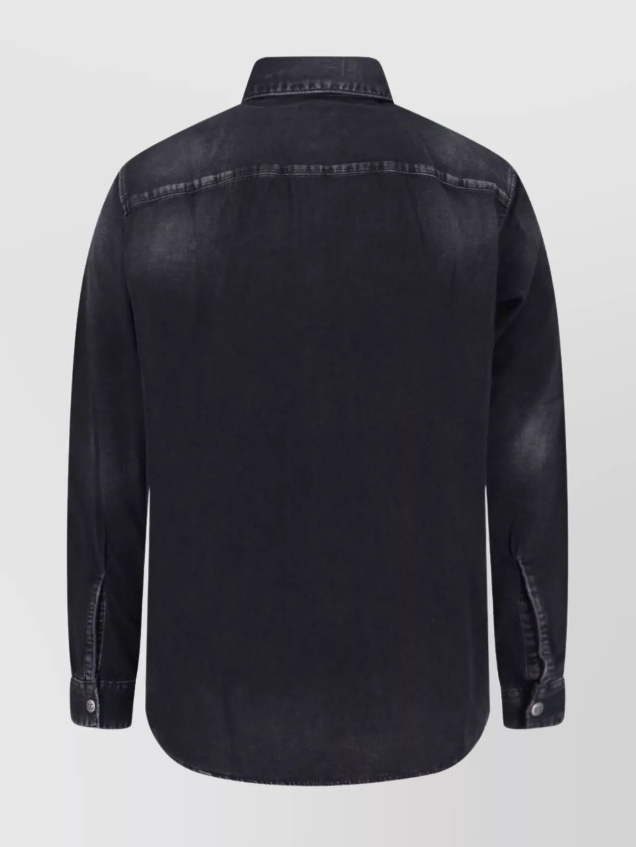 Diesel Long Sleeve Shirt With Point Collar And Buttoned Cuffs In Blue