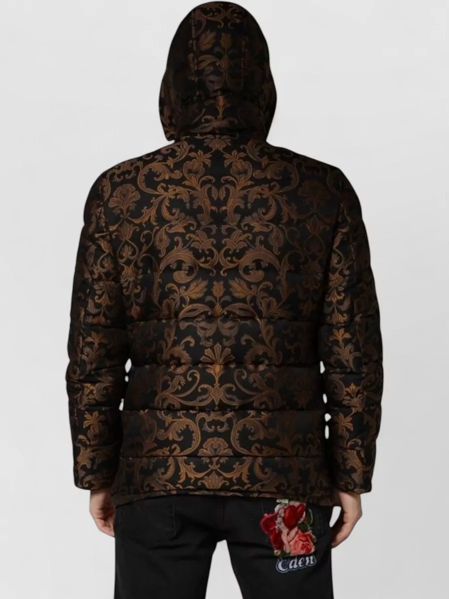 Dolce&Gabbana Floral Jacquard Quilted Hooded Puffer Jacket