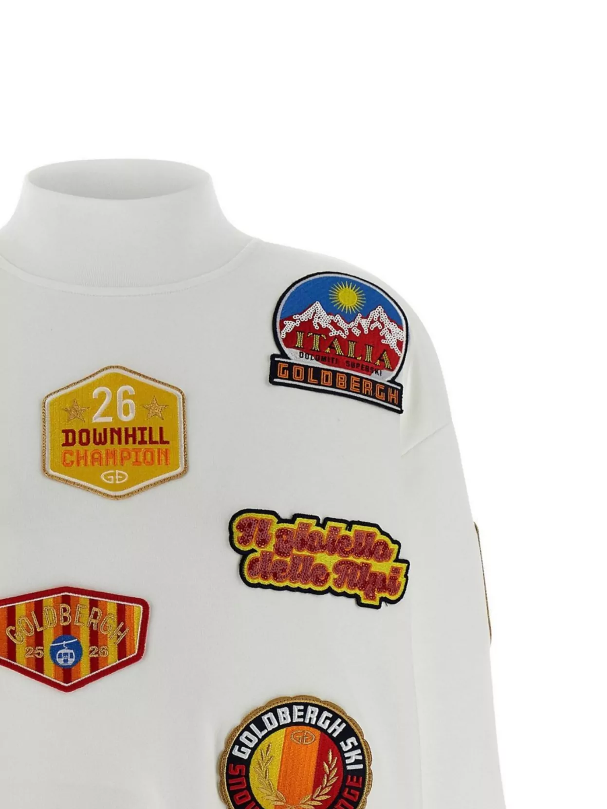 Goldbergh High Neck Sweatshirt Embroidered Patches In White